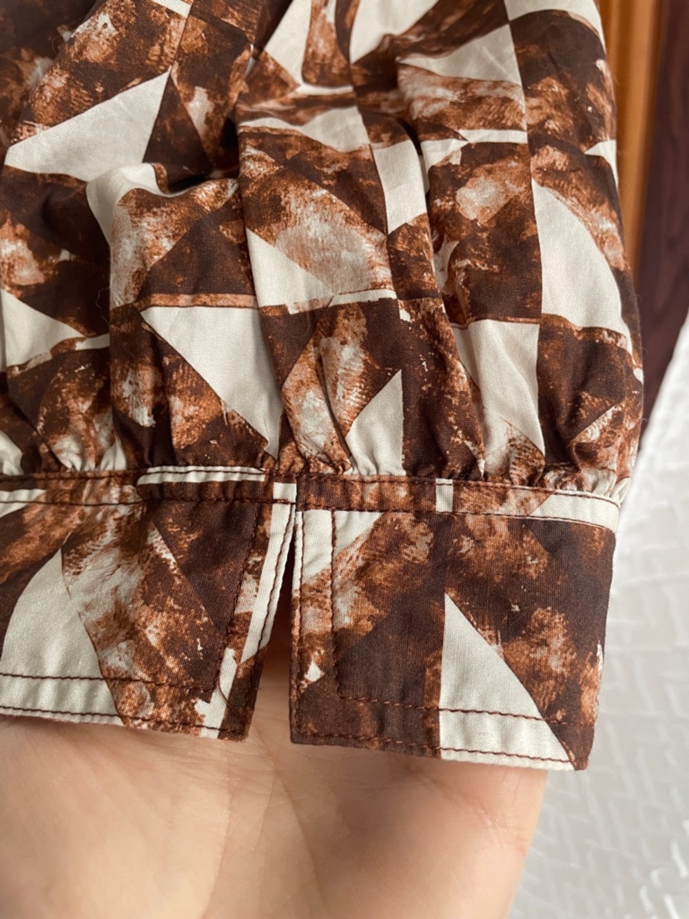 Marie Oliver OLA Brown and White Geometric Print Cotton Casual Dress - Picture 9 of 15